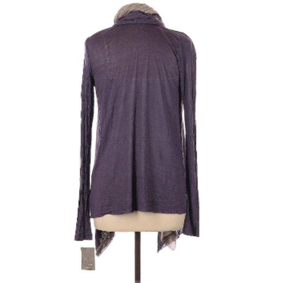 Anthropologie Three Dots Purple Tan Cardigan Detachable Infinity Scarf NWT Sz L - Picture 2 of 12